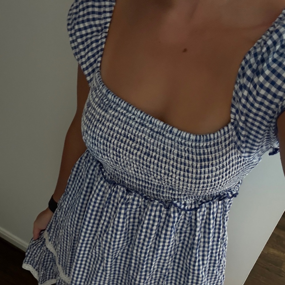 Urban Outfitters Blue Gingham Babydoll Dress